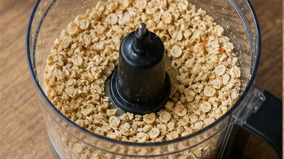 Add the oats and pulse for Apple Tahini Cinnamon Snack Balls