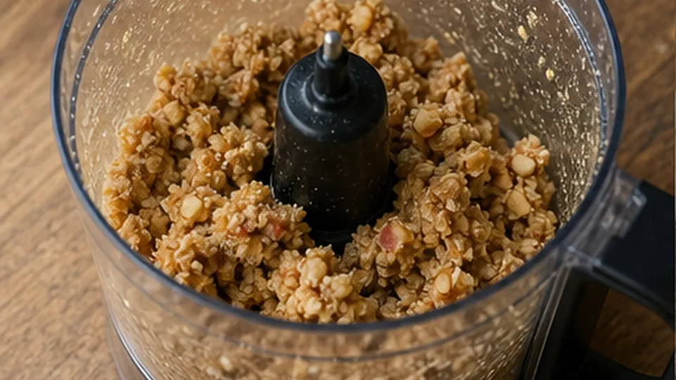 Pulse to a rollable dough for Apple Tahini Cinnamon Snack Balls