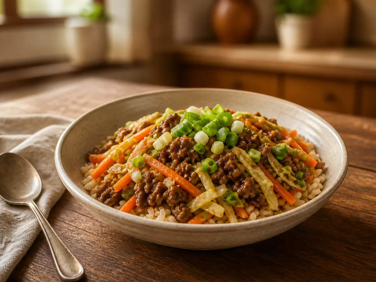 Beef Cabbage Rice Bowls