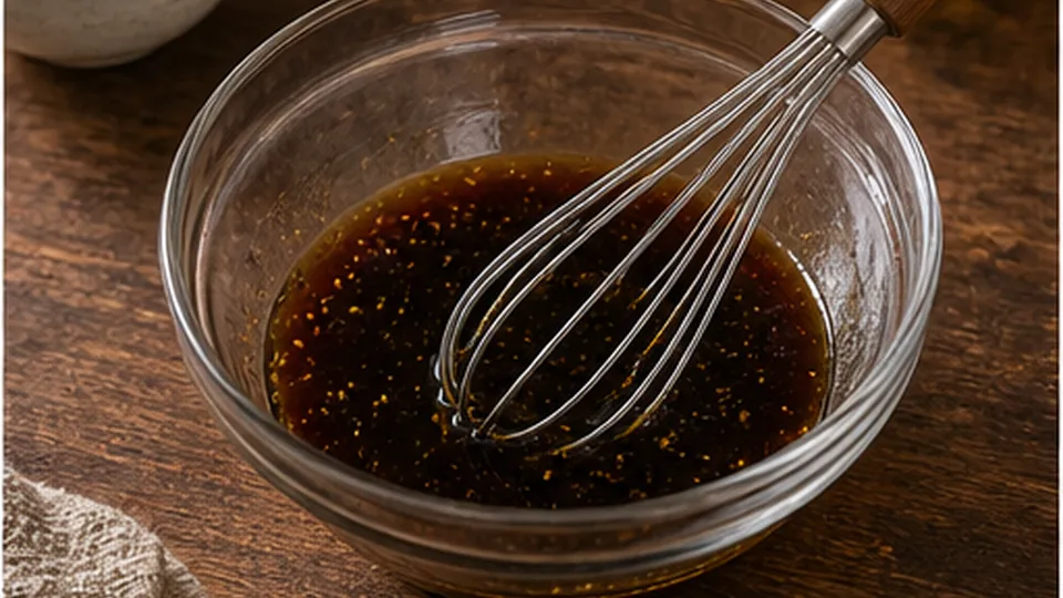 Whisk the soy dressing for Beef Cabbage Rice Bowls