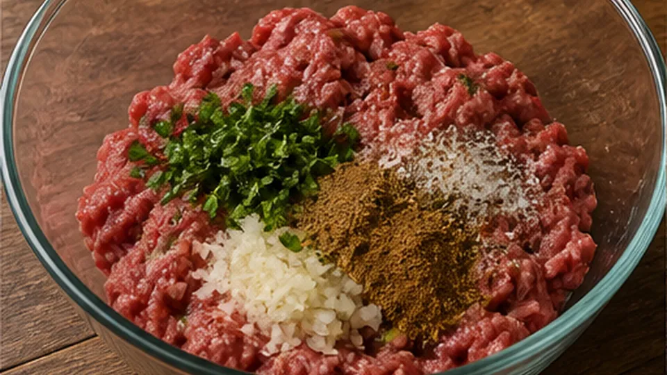 Mix the kofta lightly for Beef Kofta Roasted Vegetables