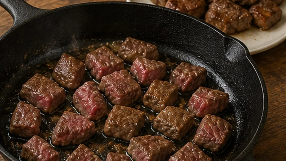 Brown the chuck in batches for Beef Mushroom Pot Pie