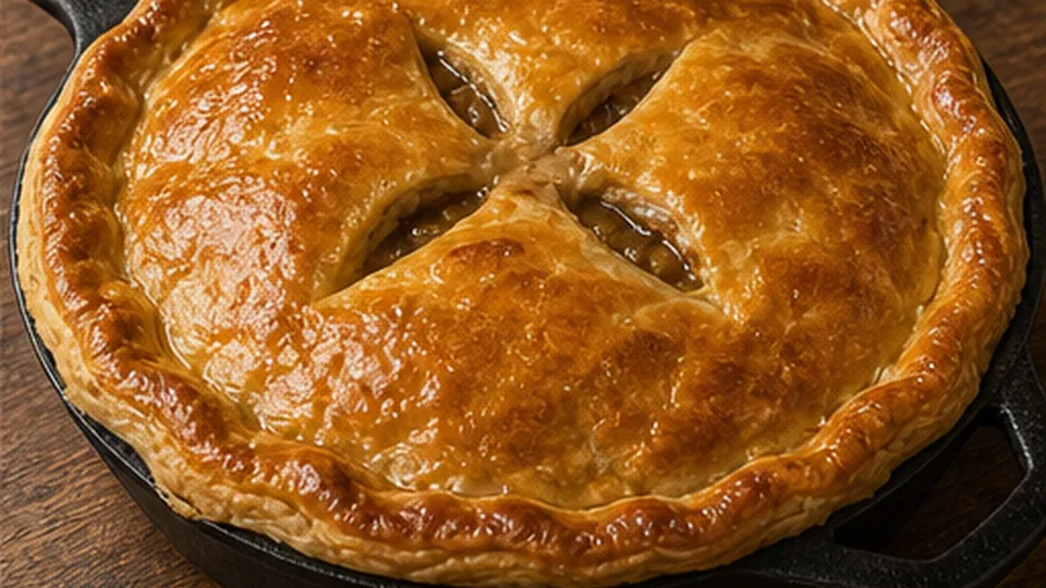 Bake and rest the pie for Beef Mushroom Pot Pie