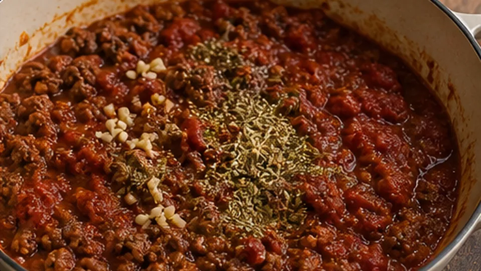 Darken paste and spices for Beef Spinach Rigatoni Bake