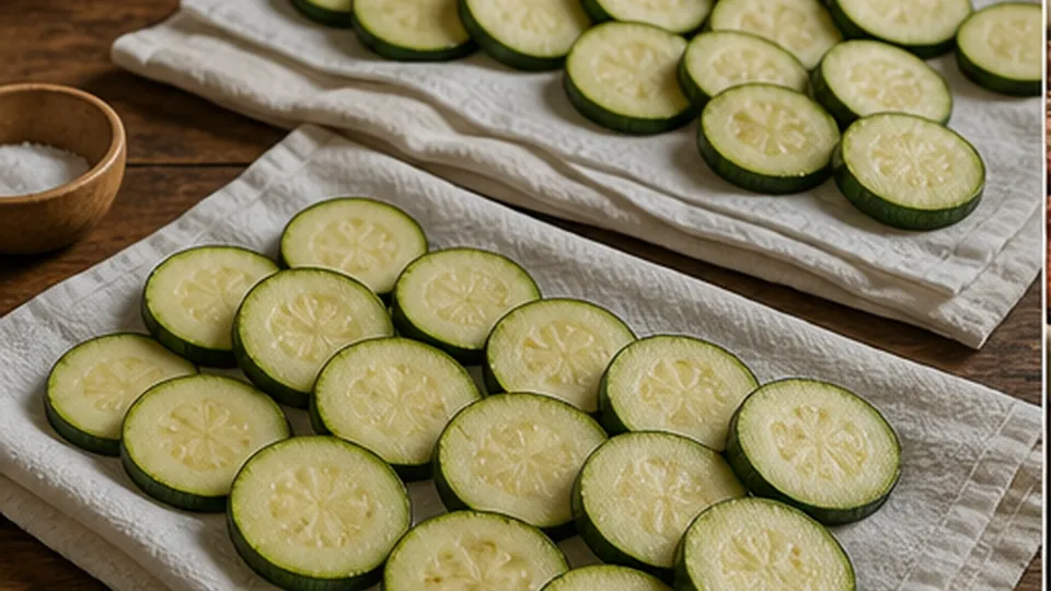 Salt and blot the zucchini for Beef Zucchini Kofta Bake