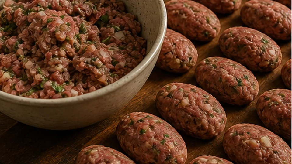 Mix and shape the kofta for Beef Zucchini Kofta Bake
