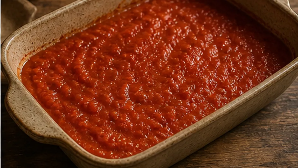 Start the tomato base for Beef Zucchini Kofta Bake