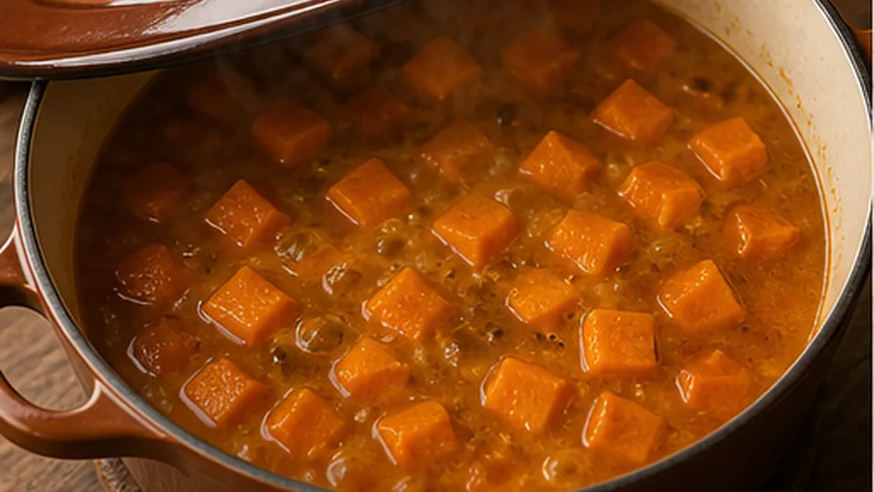 Simmer to near tenderness for Black Bean Sweet Potato Soup
