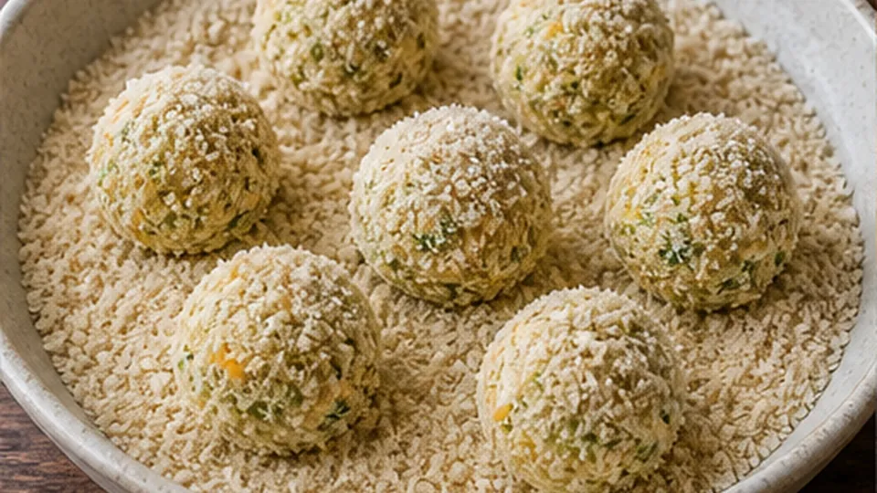 Bake until shells crisp for Broccoli Cheddar Rice Lunchbox Balls