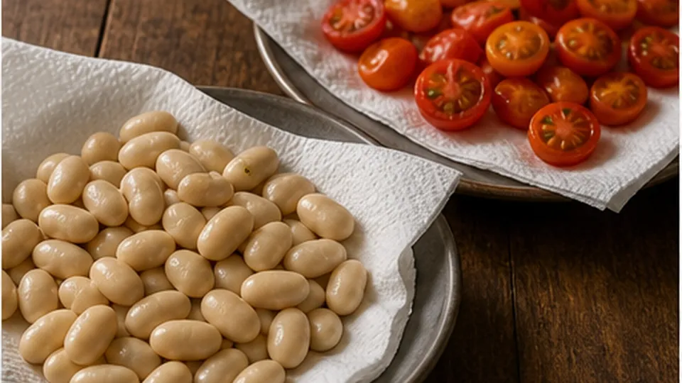 Whip the ricotta filling for Butter Bean Tomato Puff Pastry Tart