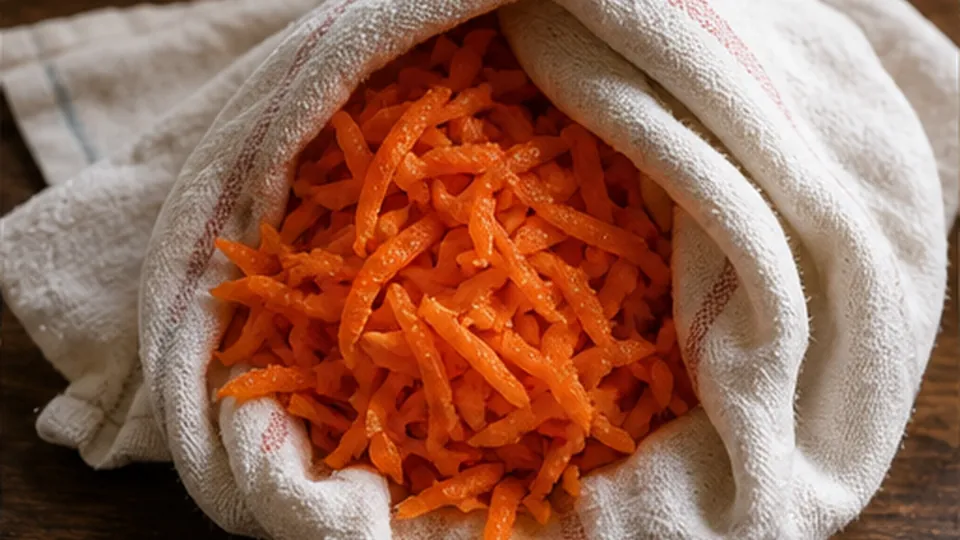 Squeeze the grated carrots for Carrot Cake Quinoa Breakfast Bake
