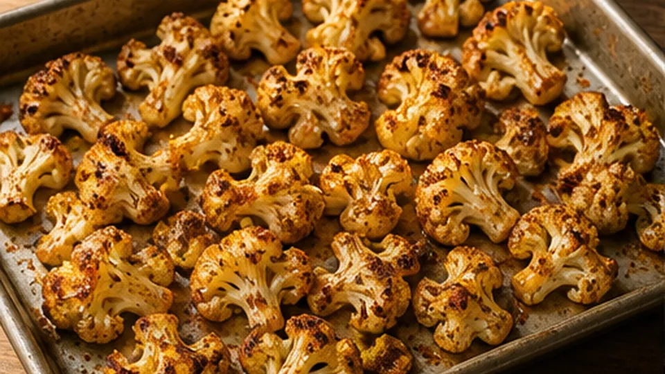 Season and roast the cauliflower for Cauliflower Black Bean Taco Casserole