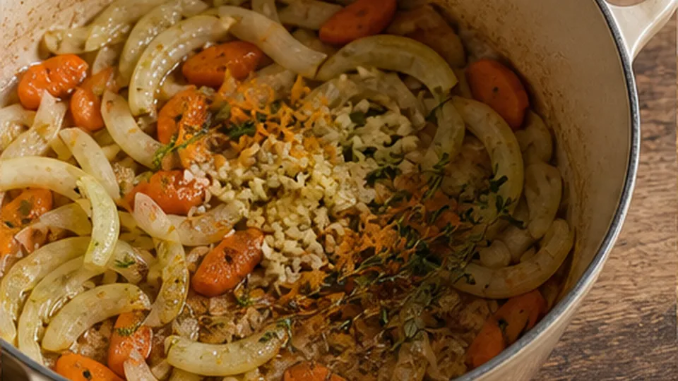 Sweat fennel and carrots for Chicken Fig Fennel Farro Pot