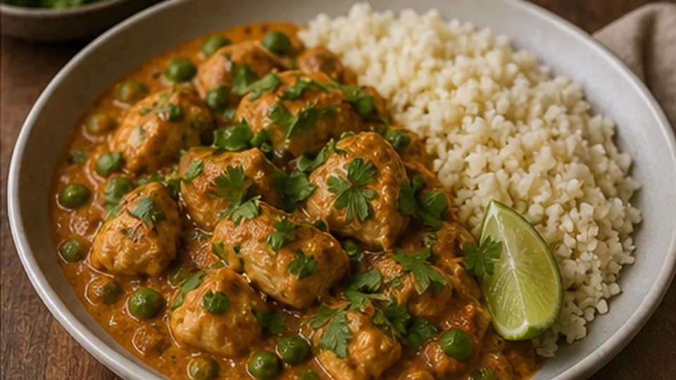 Brighten with lime and cilantro for Chicken Tikka Cauliflower Rice