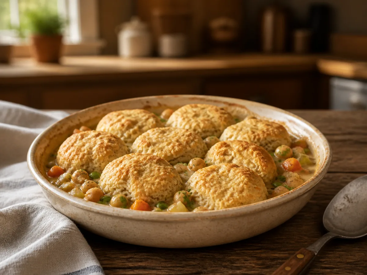Chickpea Pot Pie with Biscuits