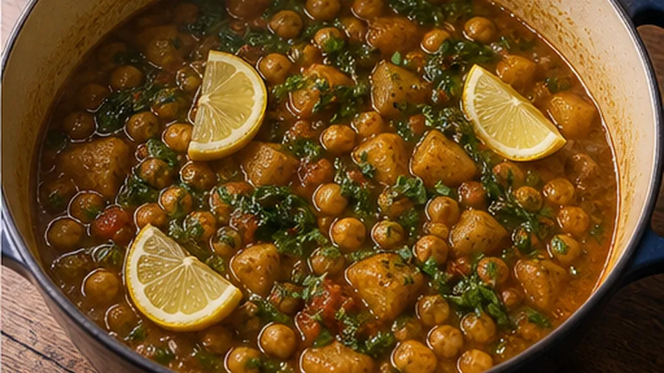 Brighten with lemon and rest for Chickpea Potato Curry