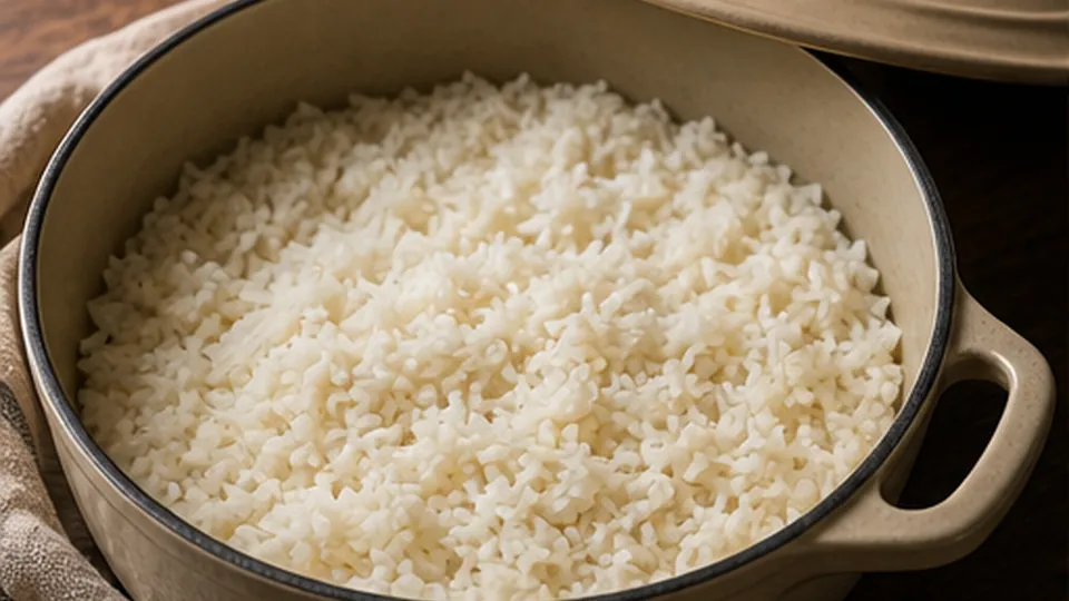 Steam the basmati rice for Cod Coconut Curry Bowls