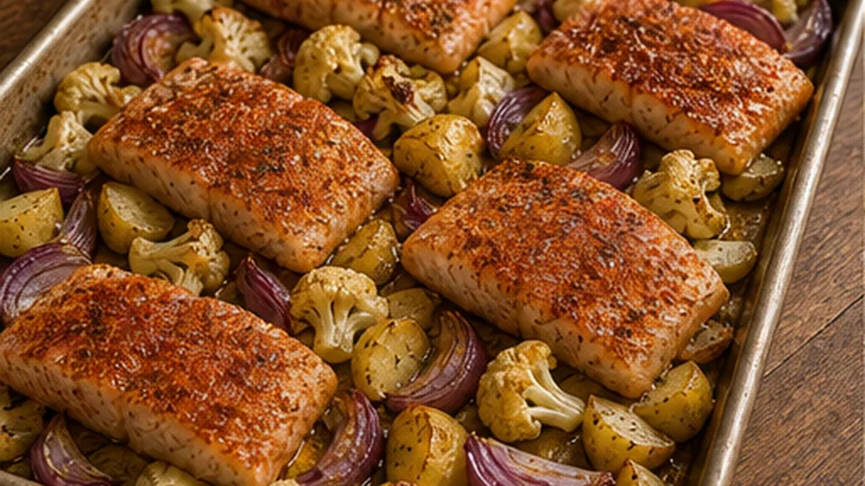 Add cod to the pan for Cod Paprika Potato Traybake