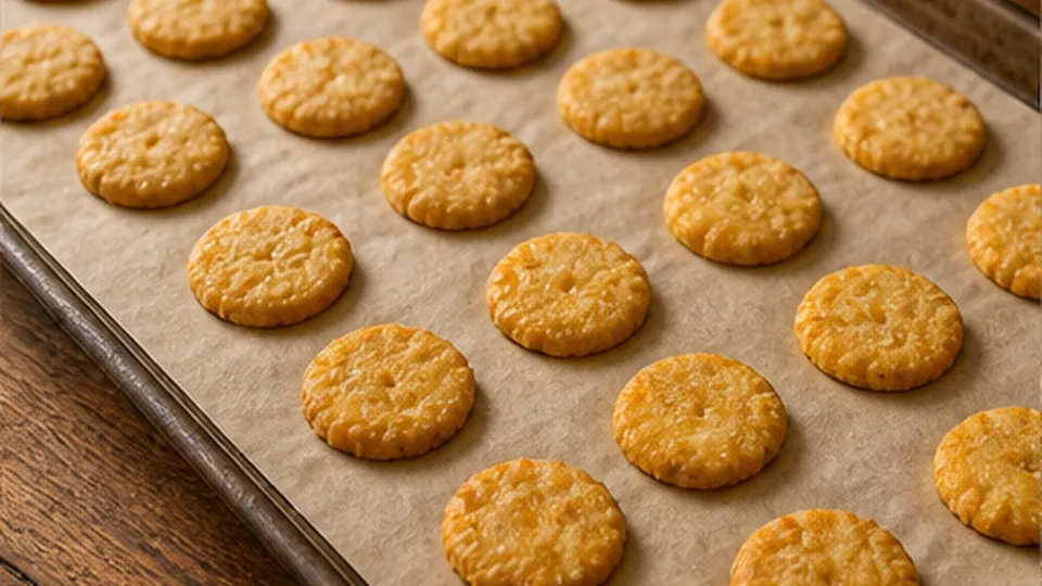 Slice buttons and bake for Corn Cheddar Cracker Buttons