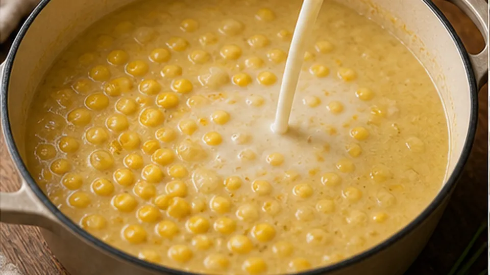 Warm the oat milk in for Corn Potato Chowder