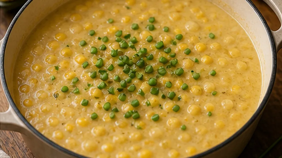 Rest and finish with chives for Corn Potato Chowder