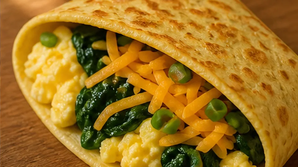 Layer, cut, and fold for Cottage Cheese Breakfast Flatbread with Eggs