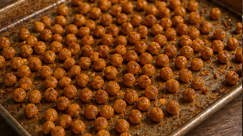 Shake and finish crisping for Crispy Baked Chickpeas