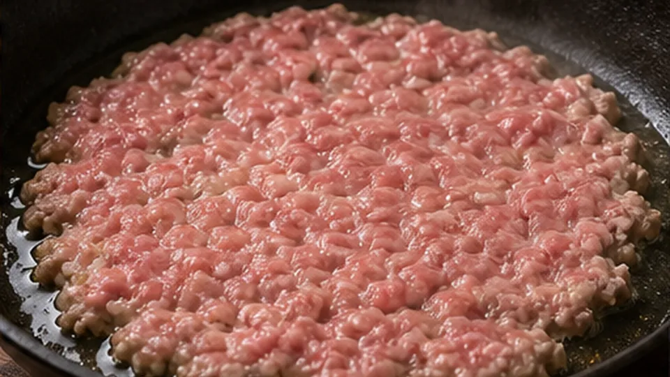 Crisp the ground pork for Crispy Cabbage Dumpling Bowls