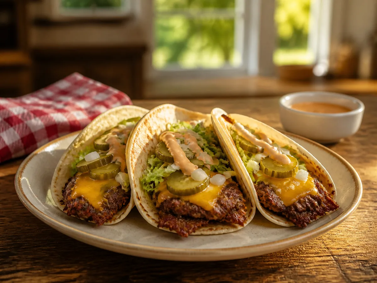 Crispy Smash Burger Tacos with Tangy Burger Sauce