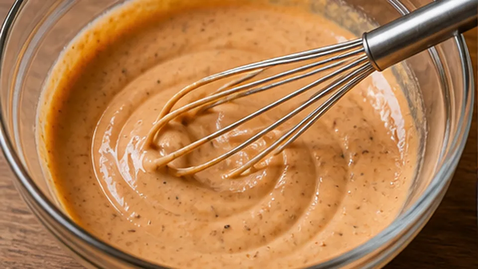 Mix the pickle sauce for Crispy Smash Burger Tacos with Tangy Burger Sauce
