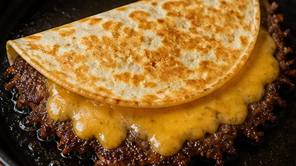 Flip, melt, and crisp for Crispy Smash Burger Tacos with Tangy Burger Sauce