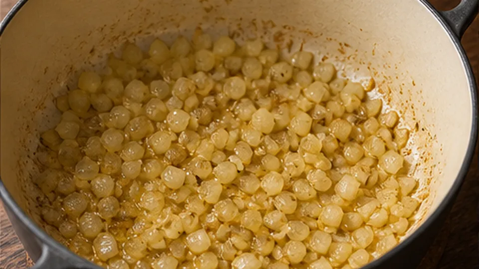 Soften the onion base for Curried Cauliflower Lentil Soup