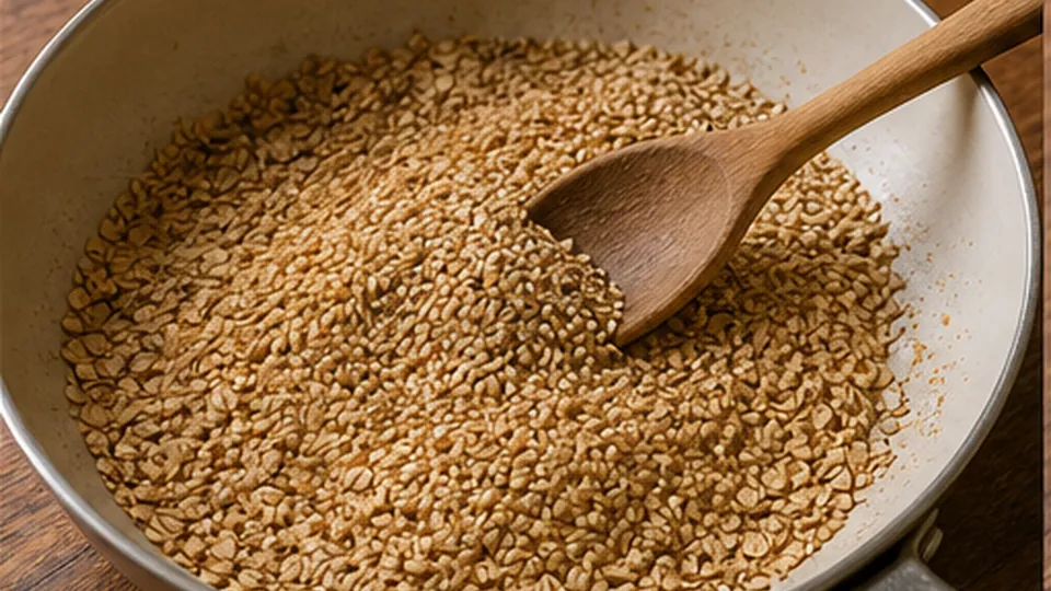 Toast sesame and oats for Date Orange Sesame Fridge Bars