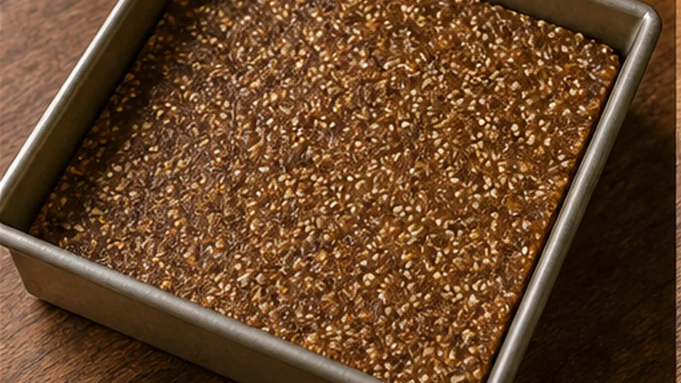 Press level and refrigerate for Date Orange Sesame Fridge Bars