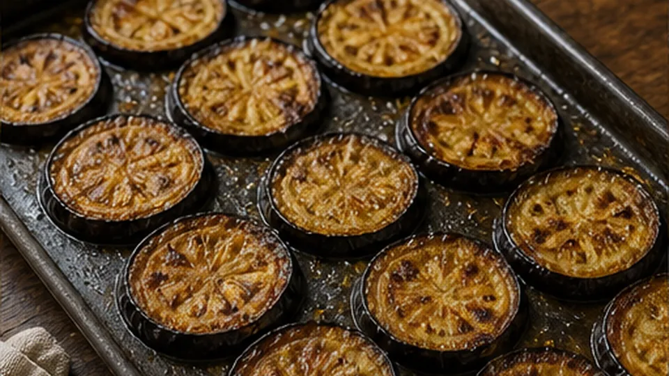 Roast the eggplant rounds for Eggplant Lentil Moussaka
