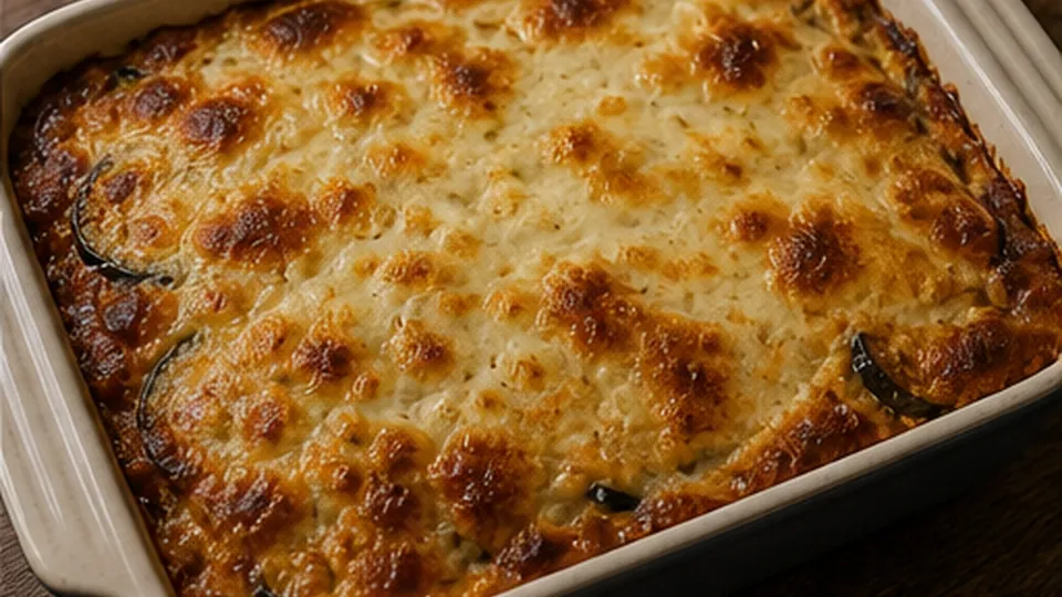 Bake and rest to set for Eggplant Lentil Moussaka