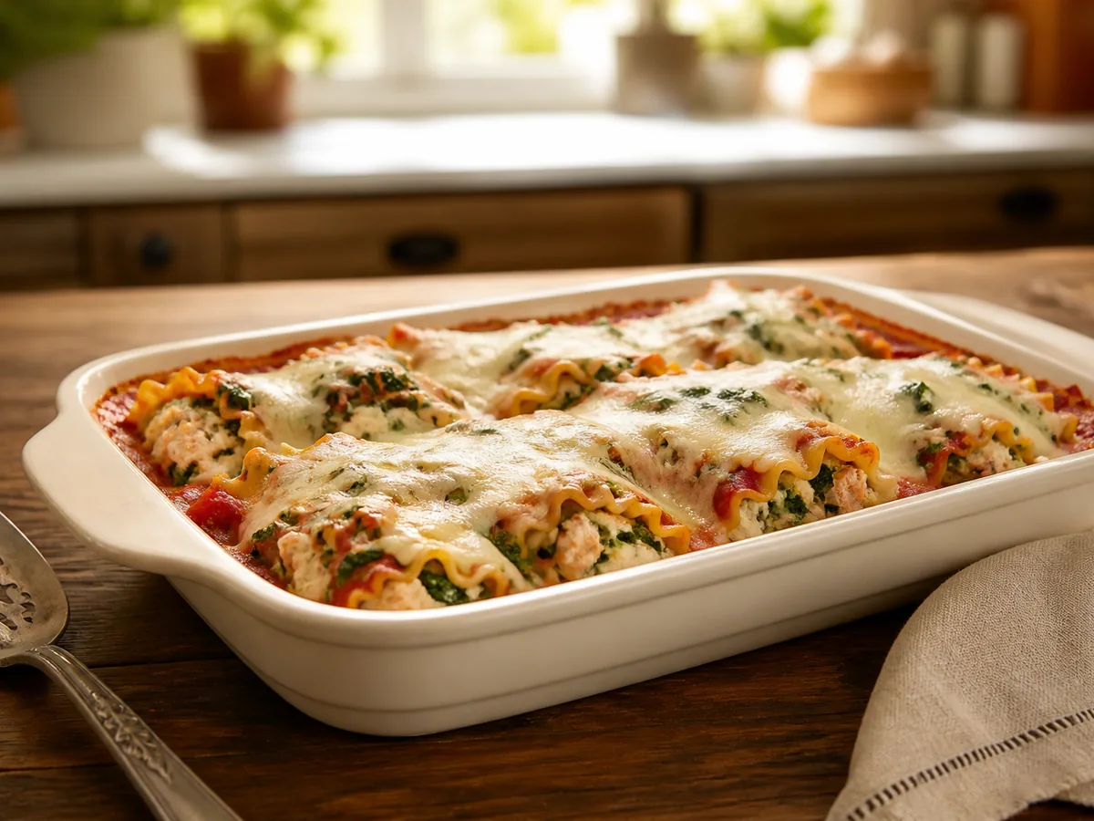 Freezer Spinach Chicken Lasagna Rolls