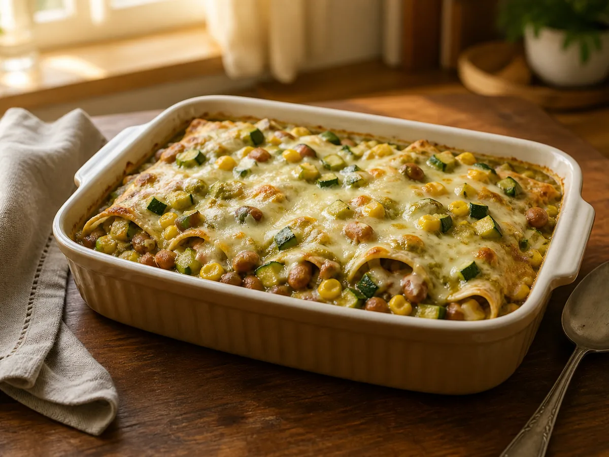 Freezer Vegetable Enchilada Verde Bake