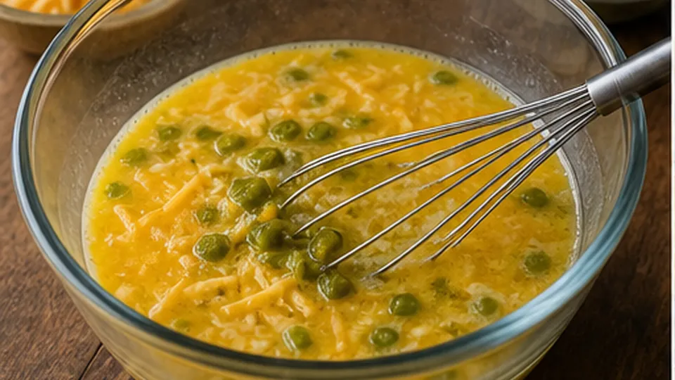 Whisk the egg filling for Green Chile Potato Brunch Cups