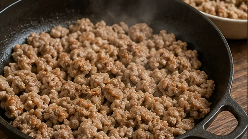 Brown the turkey first for Ground Turkey Sweet Potato Skillet