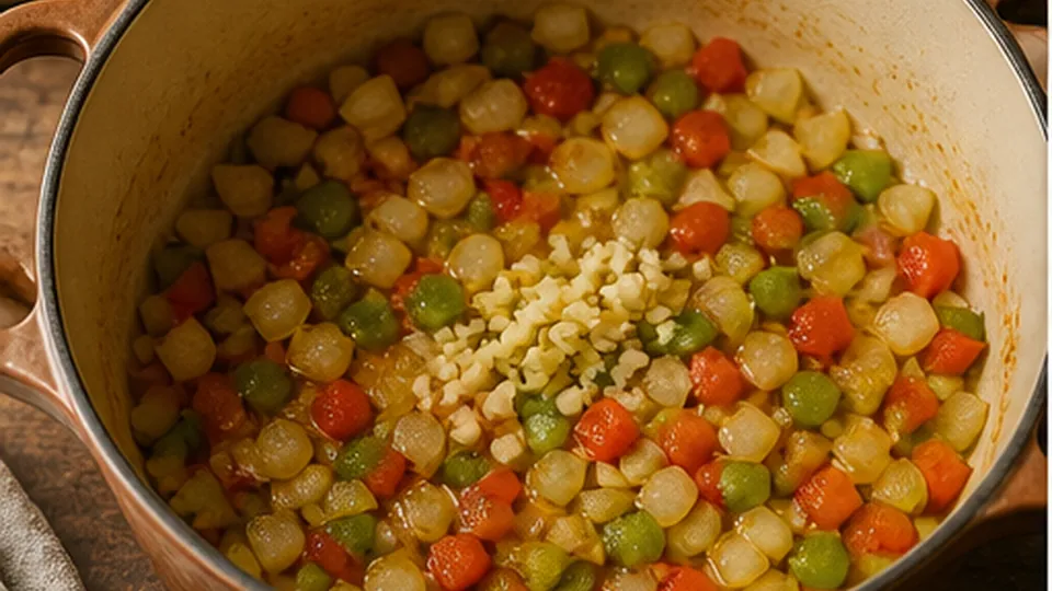Soften onion and pepper for High-Fiber Lentil Taco Soup