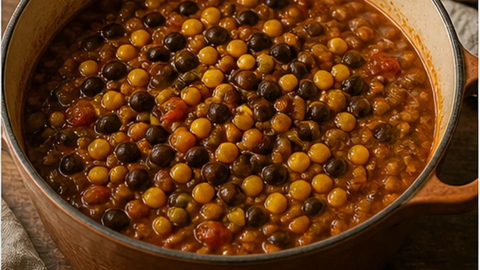 Add beans and corn for High-Fiber Lentil Taco Soup