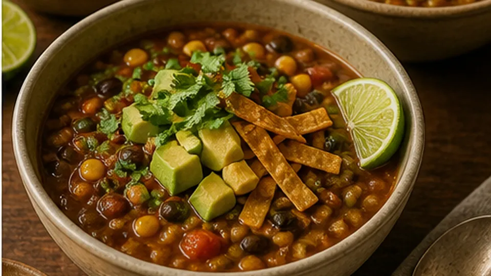 Finish with lime and cilantro for High-Fiber Lentil Taco Soup