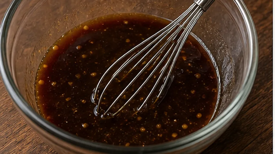 Whisk the glaze first for Honey Garlic Pork Chops with Green Beans