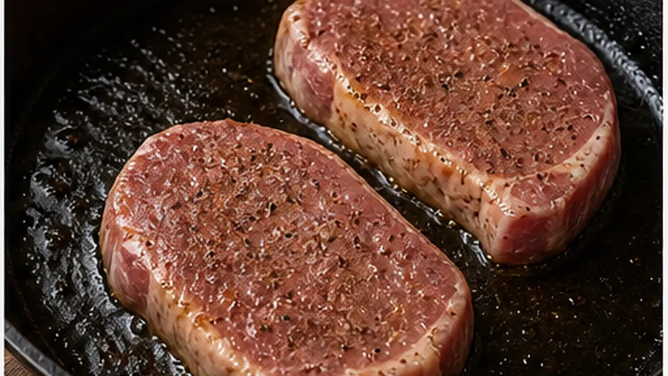 Sear the chops undisturbed for Honey Garlic Pork Chops with Green Beans