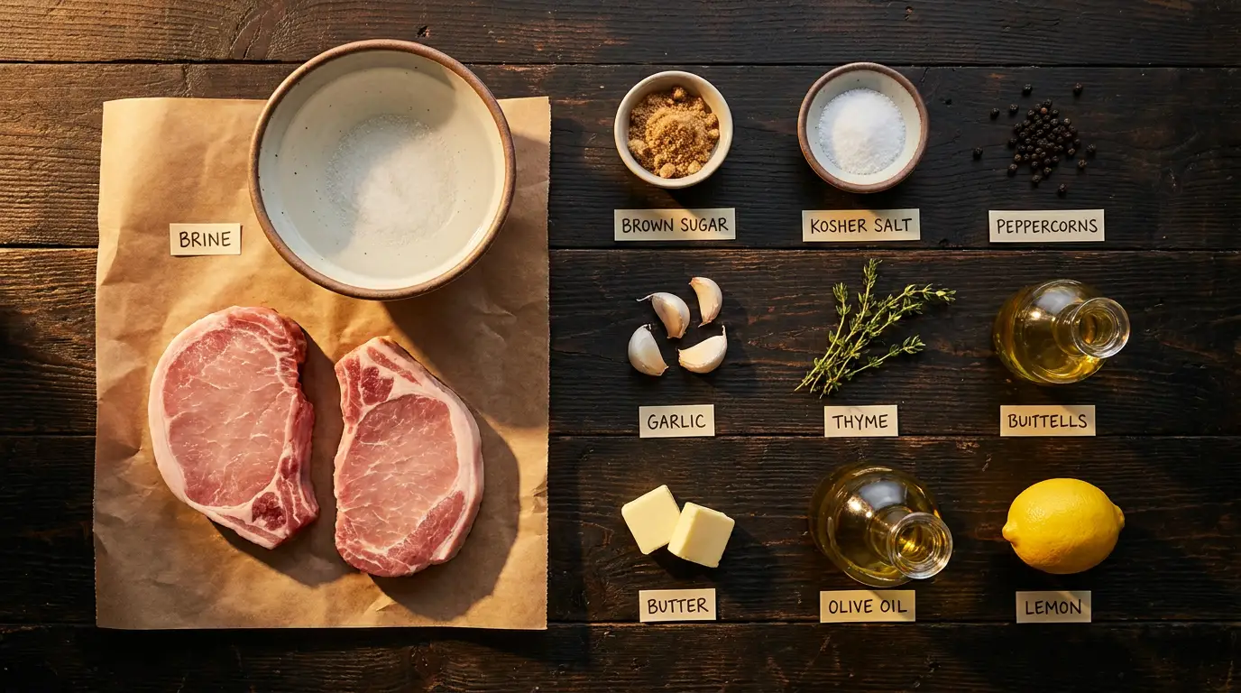 All ingredients for Pork Chops That Stay Juicy, labeled