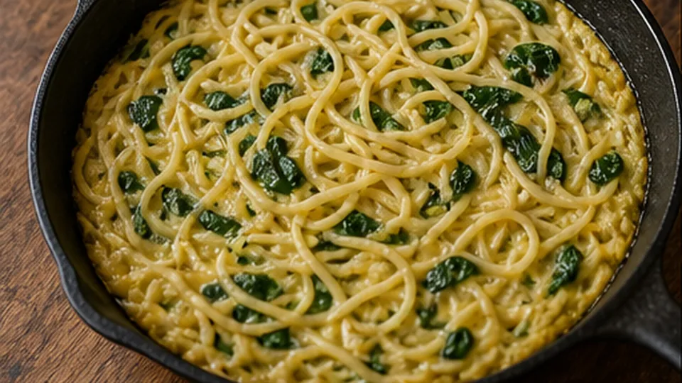 Set the base on the stove for Leftover Spaghetti Frittata