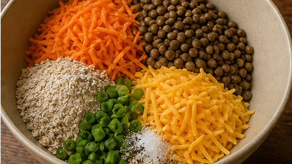 Mash lentils with cheddar for Lentil Cheddar Snack Bites
