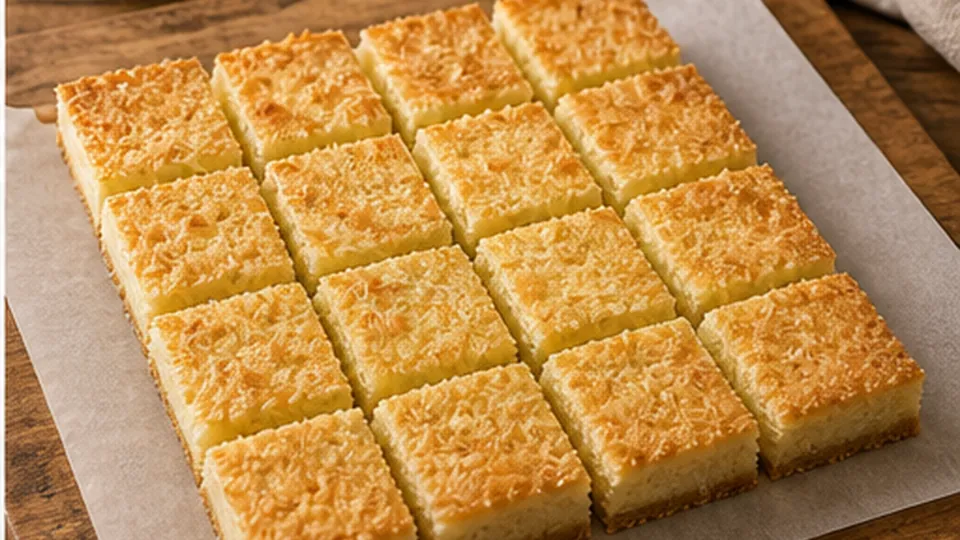 Cool fully before cutting for Lime Coconut Shortbread Bars