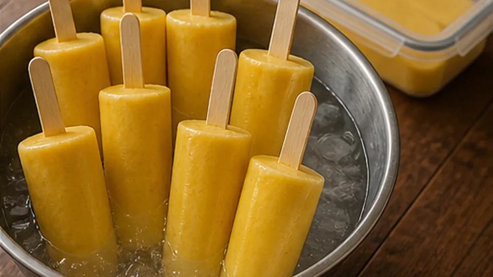 Freeze solid and unmold for Mango Cardamom Lassi Pops